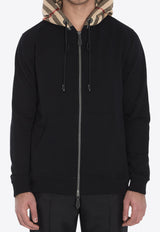 Burberry Check Zip-Up Hooded Sweatshirt Black 8060705--A1189