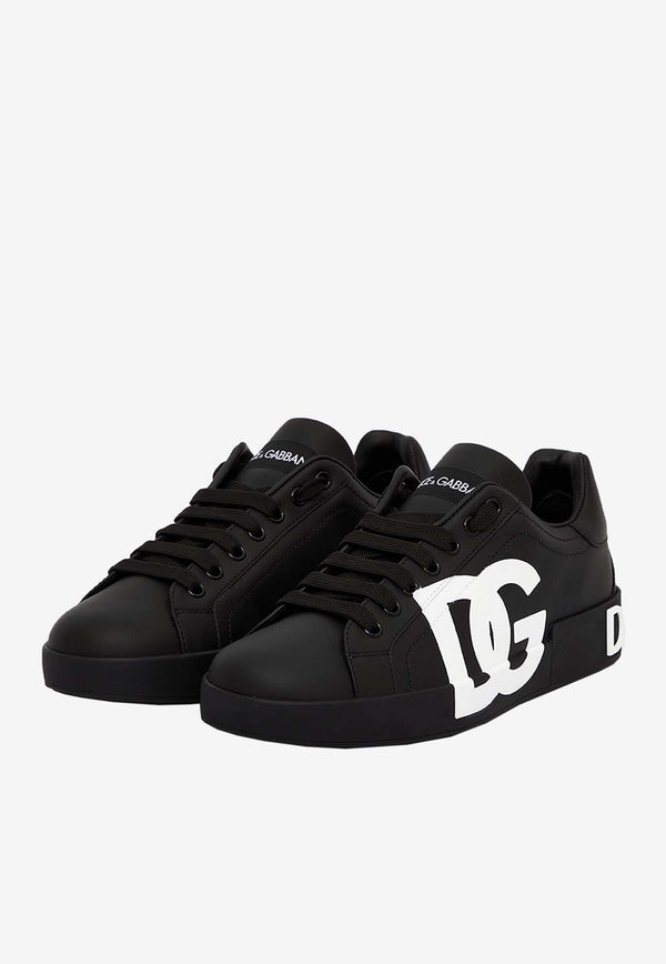 Dolce & Gabbana Portofino DG Logo Low-Top Sneakers Black CS1772-AC330-8B956