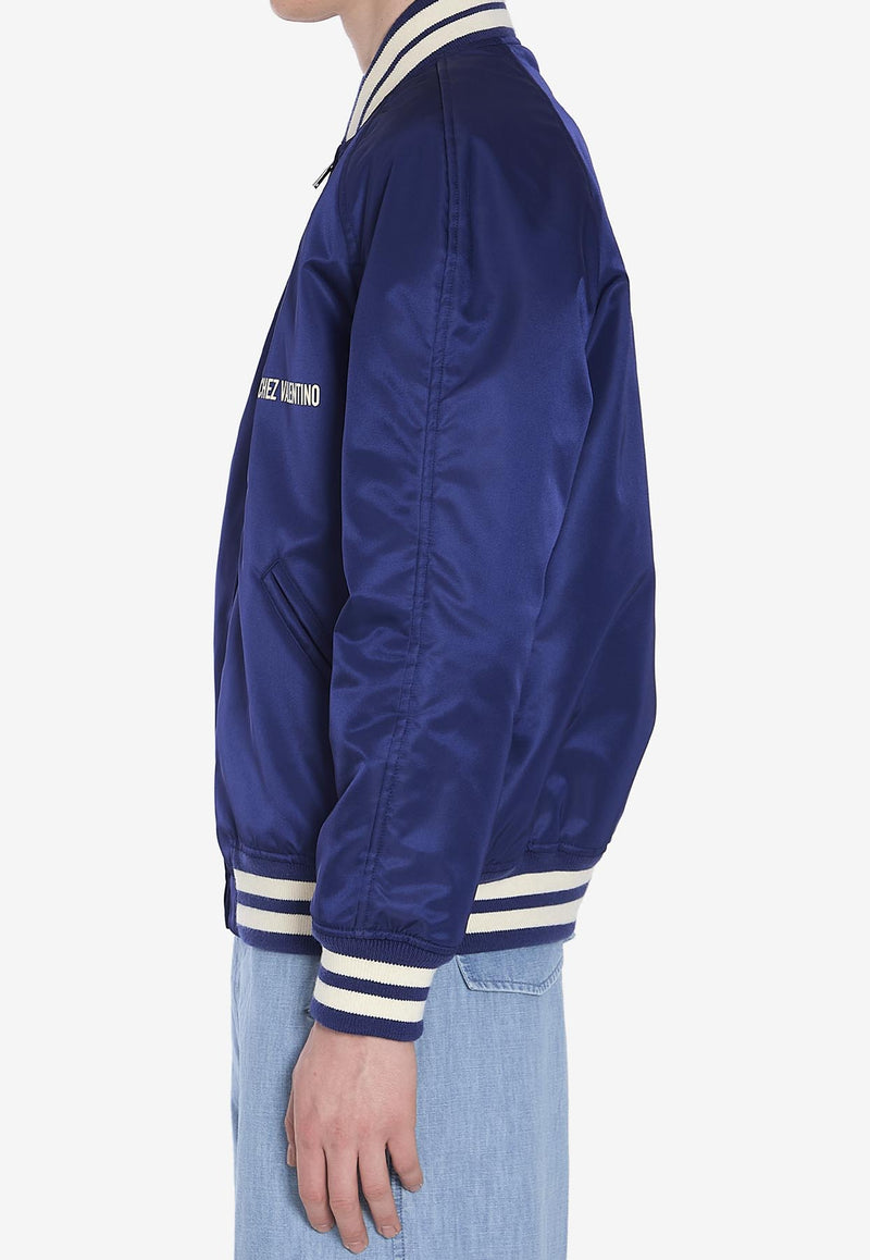 Valentino Chez Logo Bomber Jacket Blue 6V3CIM22-5CM-G88