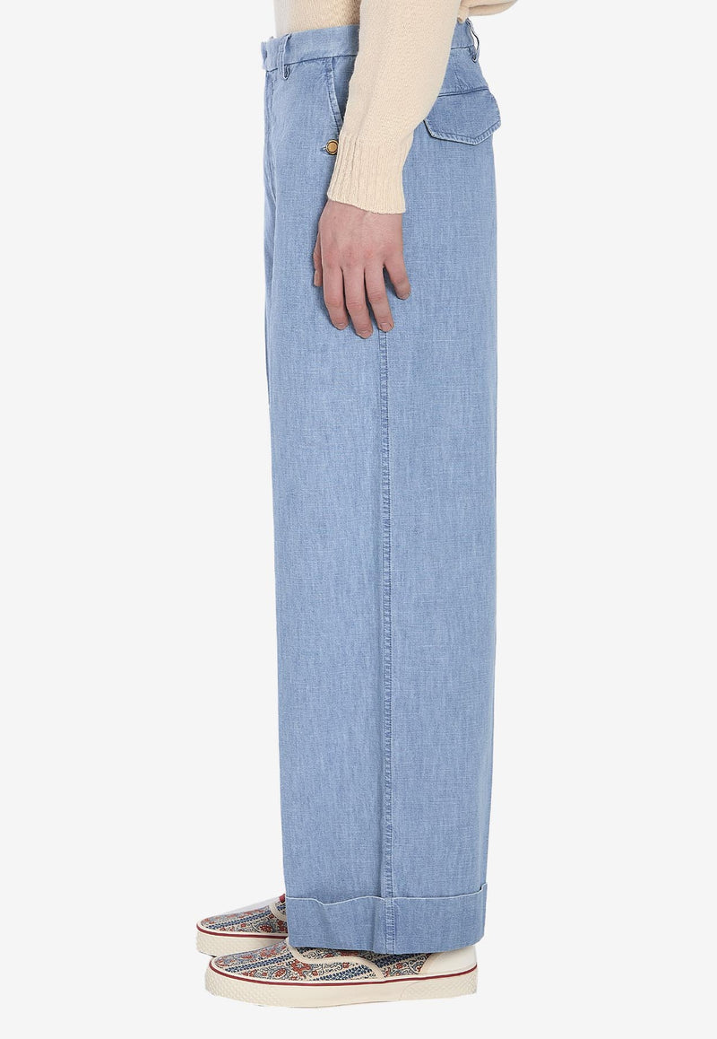Valentino VLogo Wide-Leg Pants Light Blue 6V3DD03U-ALM-508
