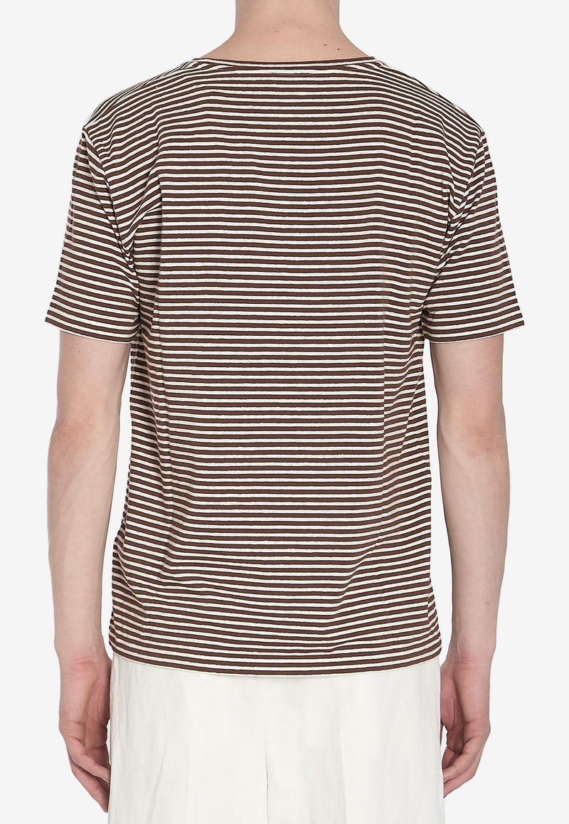 Valentino Chez Logo Striped T-shirt Cream 6V3MG16S-APY-RGU