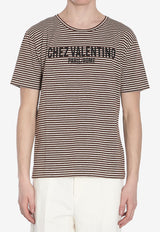Valentino Chez Logo Striped T-shirt Cream 6V3MG16S-APY-RGU