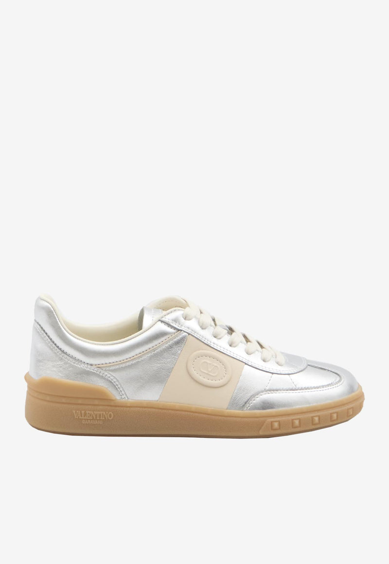 Valentino Upvillage Laminated Leather Sneakers Silver 6W0S0IL-9HEJ-BJU