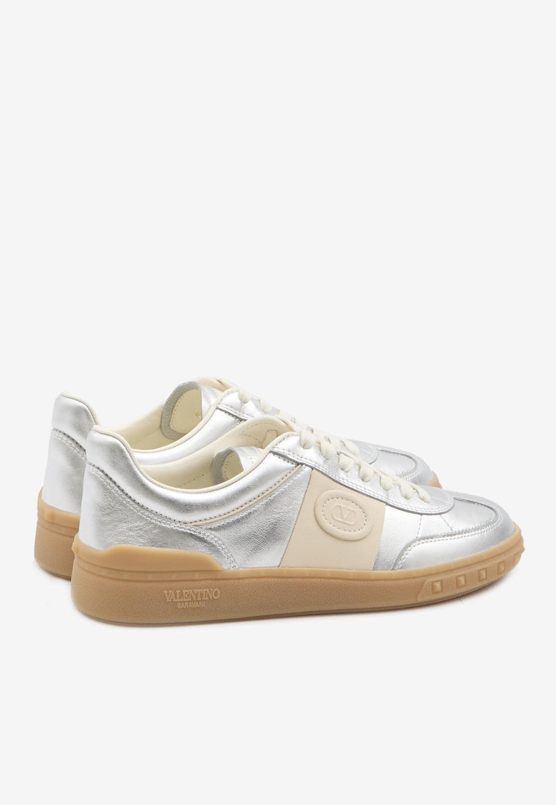 Valentino Upvillage Laminated Leather Sneakers Silver 6W0S0IL-9HEJ-BJU