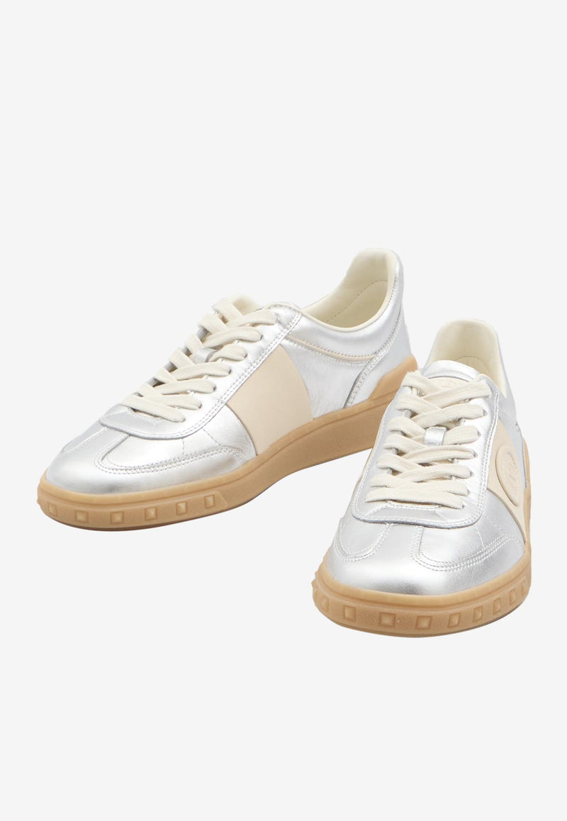 Valentino Upvillage Laminated Leather Sneakers Silver 6W0S0IL-9HEJ-BJU