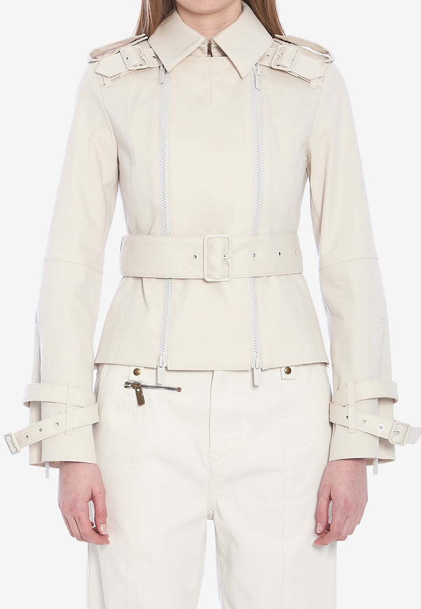 Burberry Belted Buckle Jacket White 8105791--C2388