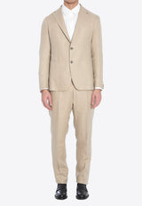 Tagliatore Single-Breasted Linen Suit Brown 2SMC22K01-340021-ET811