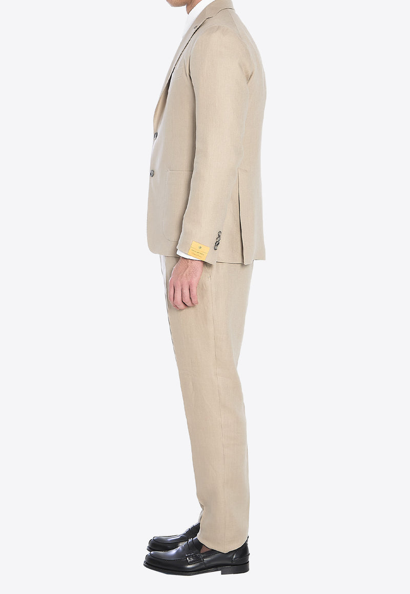 Tagliatore Single-Breasted Linen Suit Brown 2SMC22K01-340021-ET811