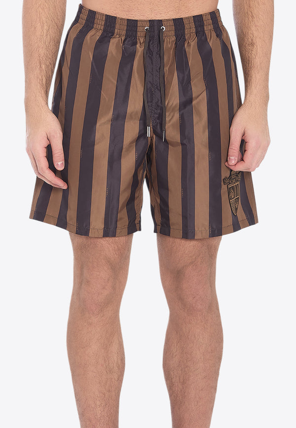 Fendi Crest Striped Swim Shorts Multicolor FXB134-AU8M-F13IZ