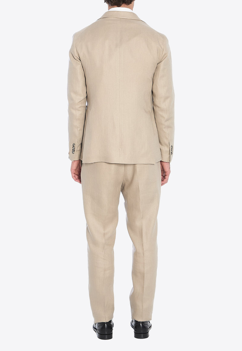 Tagliatore Single-Breasted Linen Suit Brown 2SMC22K01-340021-ET811