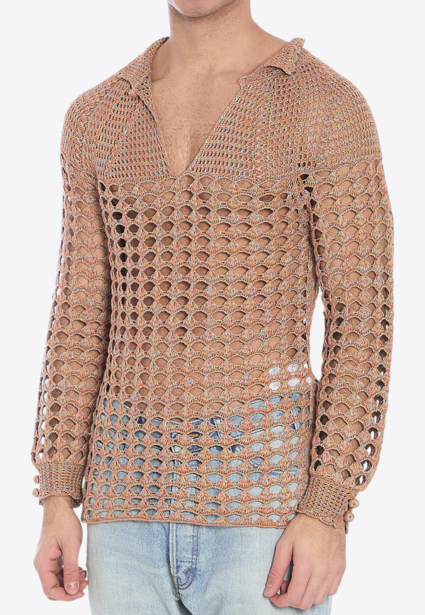 Valentino Perforated-Knit Sweater Beige 6V0KC34A-AUT-AH2