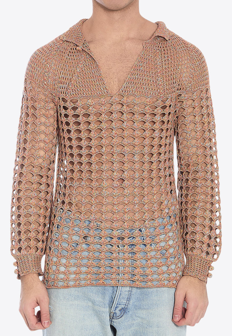 Valentino Perforated-Knit Sweater Beige 6V0KC34A-AUT-AH2