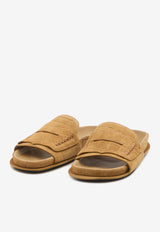 Jacquemus Mocassin Croc-Embossed Flat Sandals Camel 255FO1724355--830