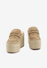 Gianvito Rossi Maxilla 100 Suede Platform Espadrille Mules Beige G93056-40RIC-VLJCMNA