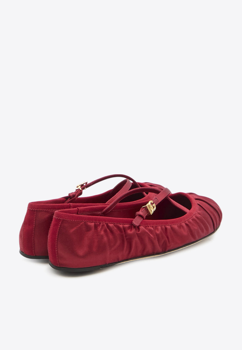 Dolce & Gabbana Vally Satin Ballet Flats Red CB0258-AD160-8S297