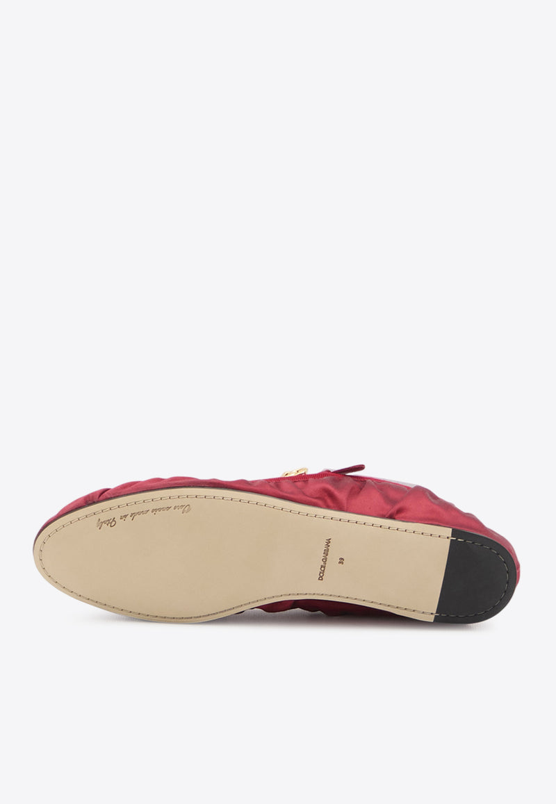 Dolce & Gabbana Vally Satin Ballet Flats Red CB0258-AD160-8S297