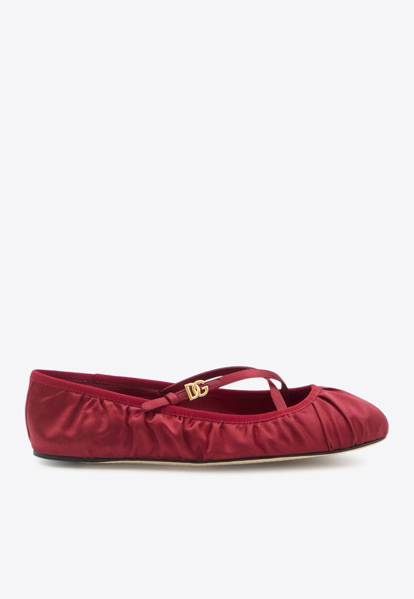 Dolce & Gabbana Vally Satin Ballet Flats Red CB0258-AD160-8S297