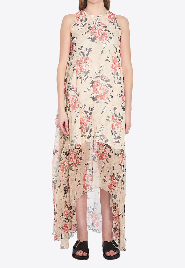 Loewe Peony Print Silk Maxi Dress Multicolor S540Y09XRS--9990