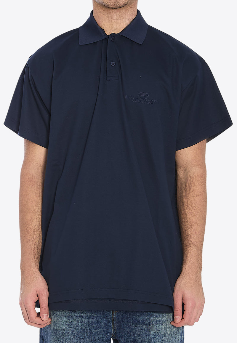 Balenciaga Intertwined Logo Embroidered Polo T-shirt Blue 813299-TRVW4-8065