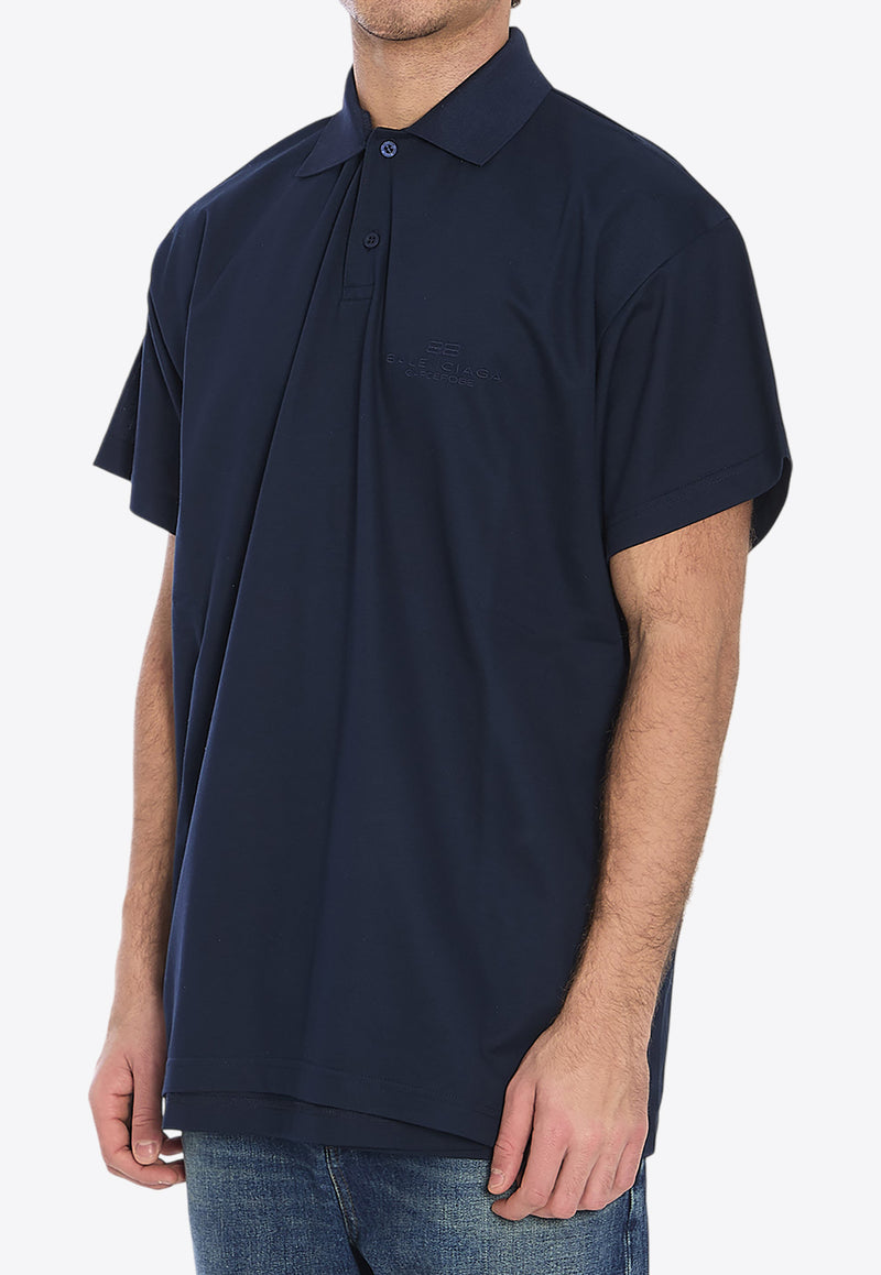 Balenciaga Intertwined Logo Embroidered Polo T-shirt Blue 813299-TRVW4-8065