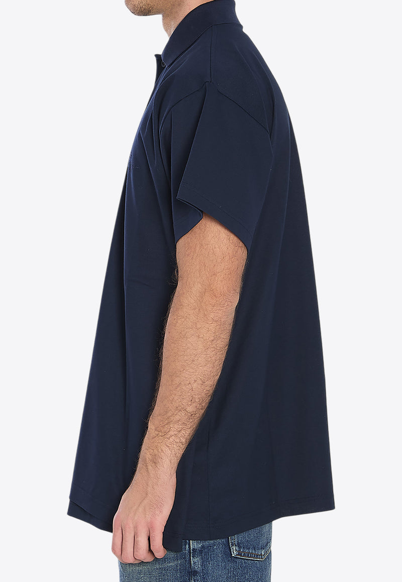 Balenciaga Intertwined Logo Embroidered Polo T-shirt Blue 813299-TRVW4-8065