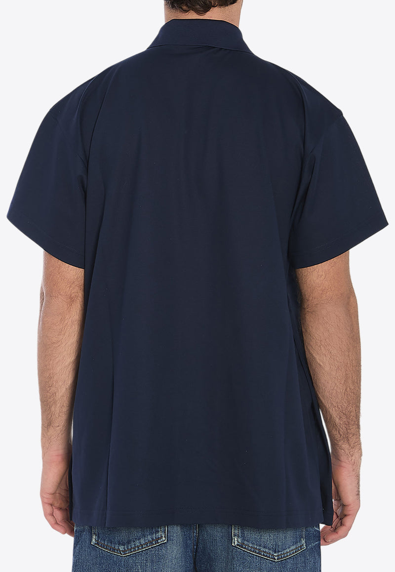 Balenciaga Intertwined Logo Embroidered Polo T-shirt Blue 813299-TRVW4-8065
