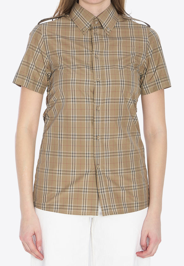 Burberry Checked Short-Sleeved Shirt  Brown 8107968--C2044