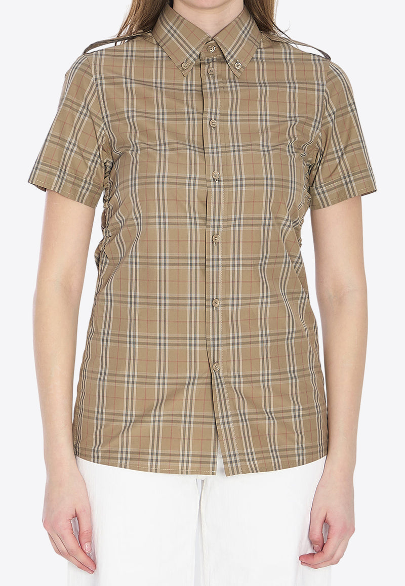 Burberry Checked Short-Sleeved Shirt  Brown 8107968--C2044