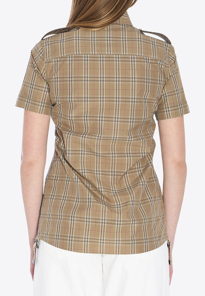 Burberry Checked Short-Sleeved Shirt  Brown 8107968--C2044