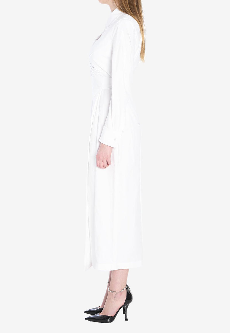 Max Mara Balzac Long-Sleeved Midi Shirt Dress White 2511221053600-10296-002