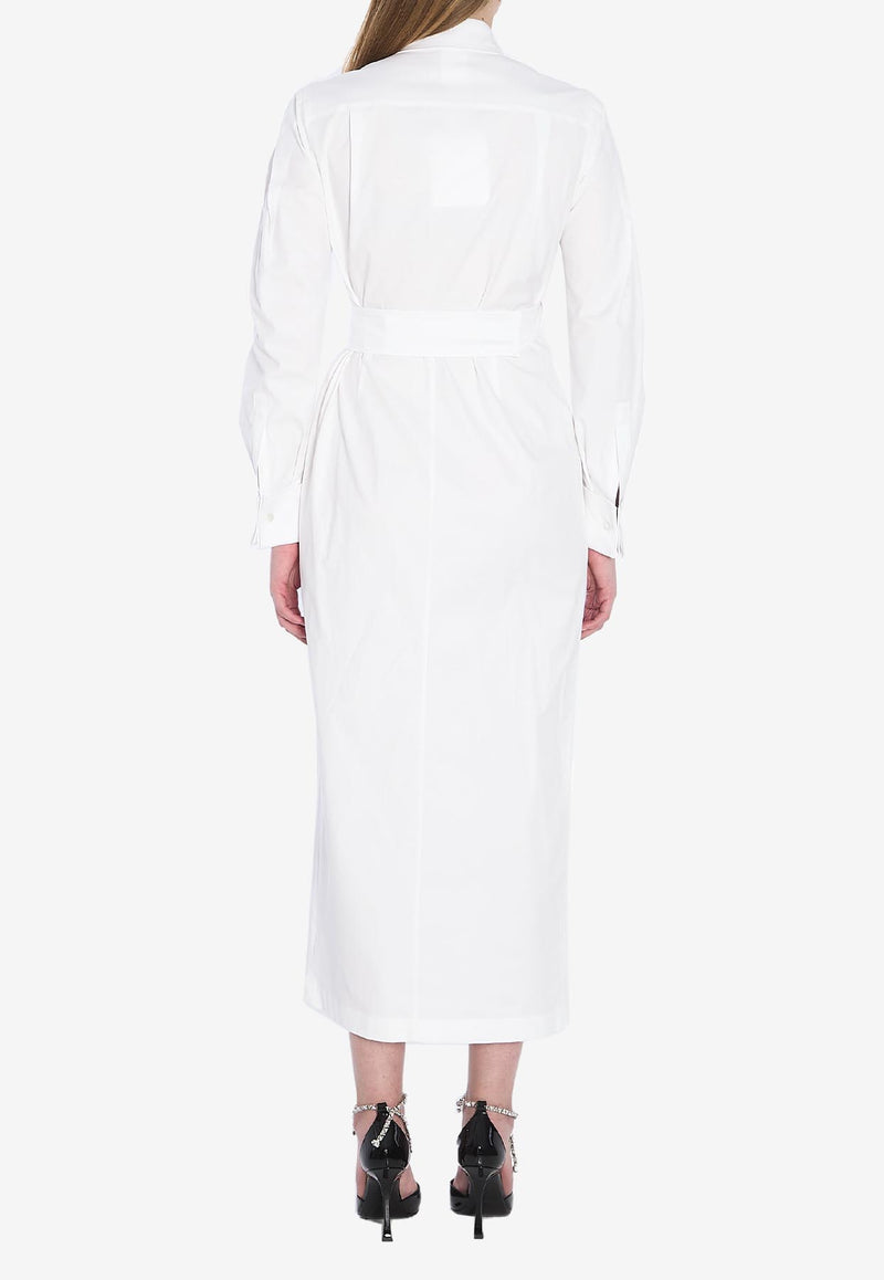 Max Mara Balzac Long-Sleeved Midi Shirt Dress White 2511221053600-10296-002