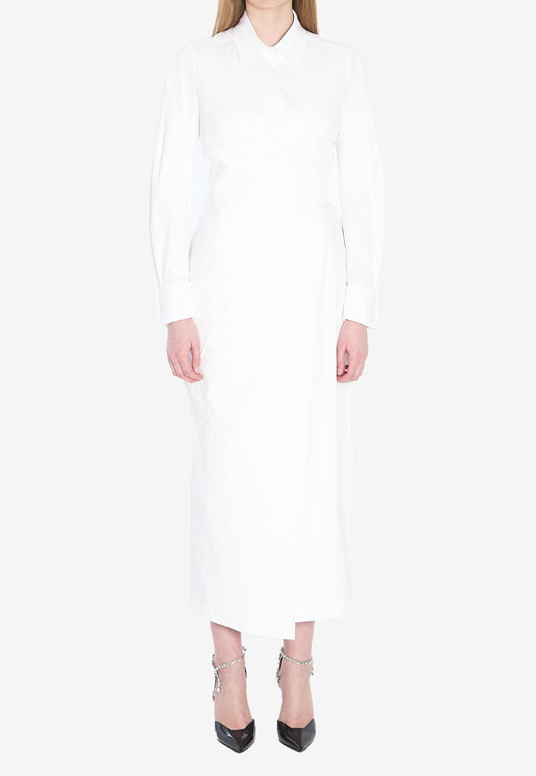 Max Mara Balzac Long-Sleeved Midi Shirt Dress White 2511221053600-10296-002