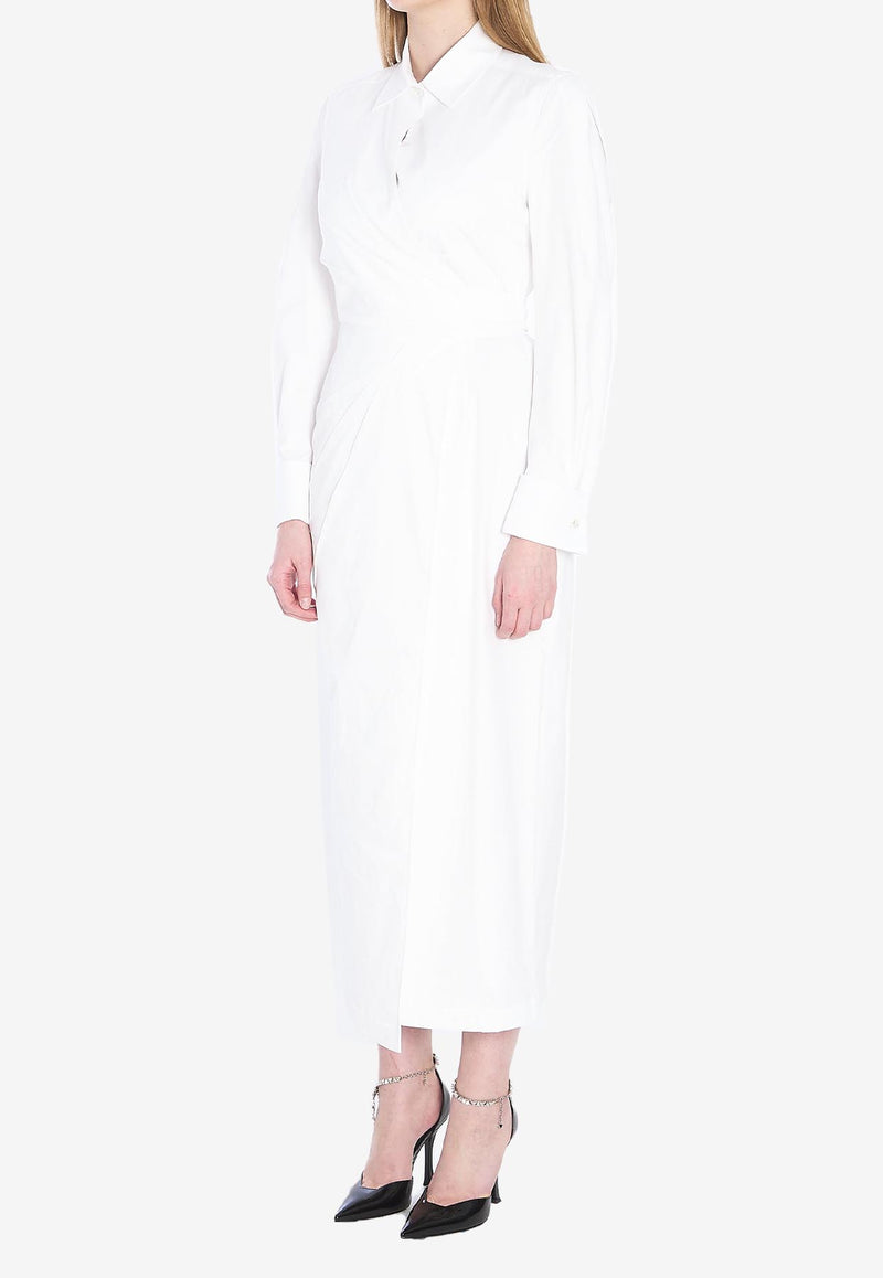 Max Mara Balzac Long-Sleeved Midi Shirt Dress White 2511221053600-10296-002