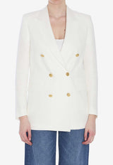Tagliatore Double-Breasted Linen Blazer White JJASMINE10B-340021-EX818