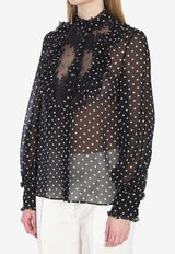 Valentino Polka Dots Silk Sheer Blouse Black 6B0AB7J1-9AB-TB1