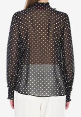 Valentino Polka Dots Silk Sheer Blouse Black 6B0AB7J1-9AB-TB1