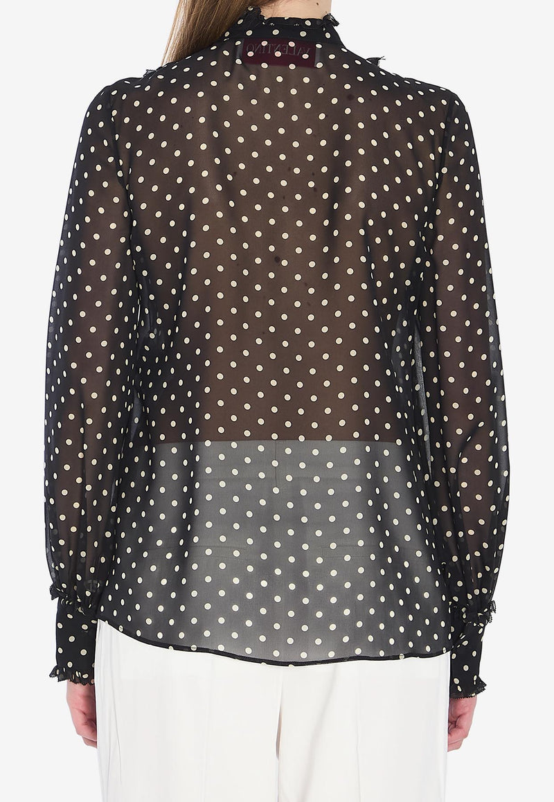 Valentino Polka Dots Silk Sheer Blouse Black 6B0AB7J1-9AB-TB1