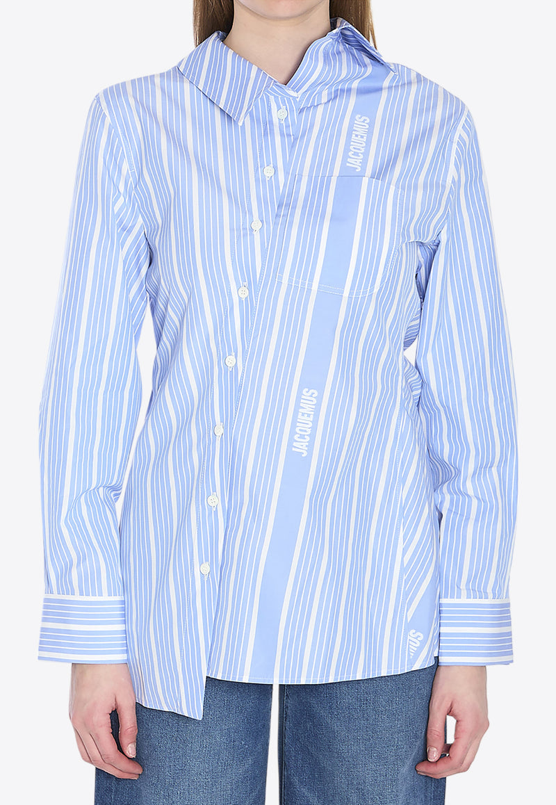 Jacquemus The Pablo Asymmetric Striped Shirt Blue 243SH062-1691-3EV