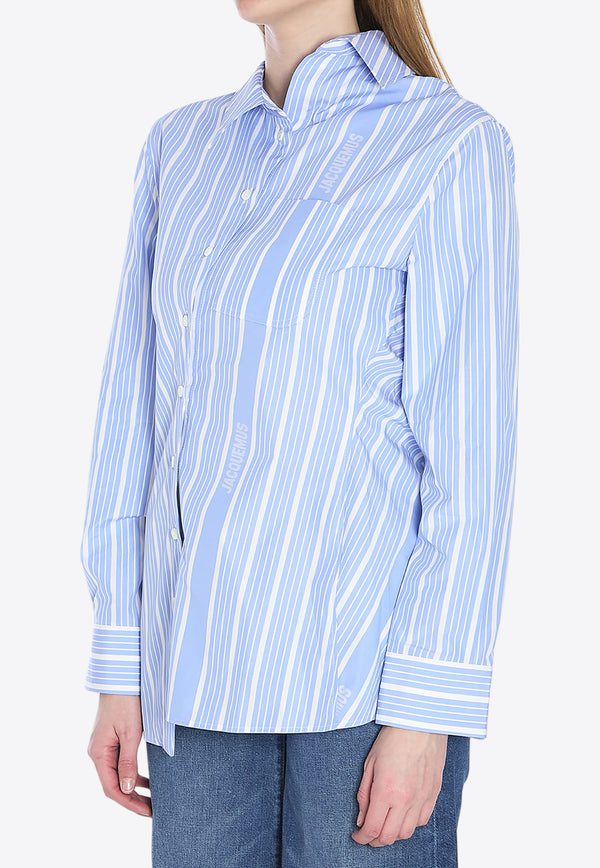 Jacquemus The Pablo Asymmetric Striped Shirt Blue 243SH062-1691-3EV