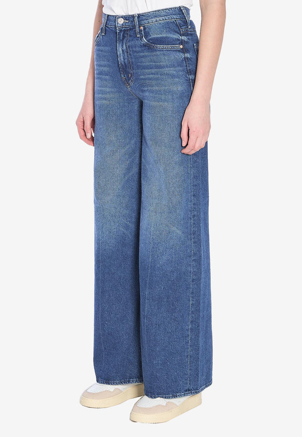 MOTHER Swisher Sneak Fray Wide-Leg Jeans Blue 10868-1220-BOG