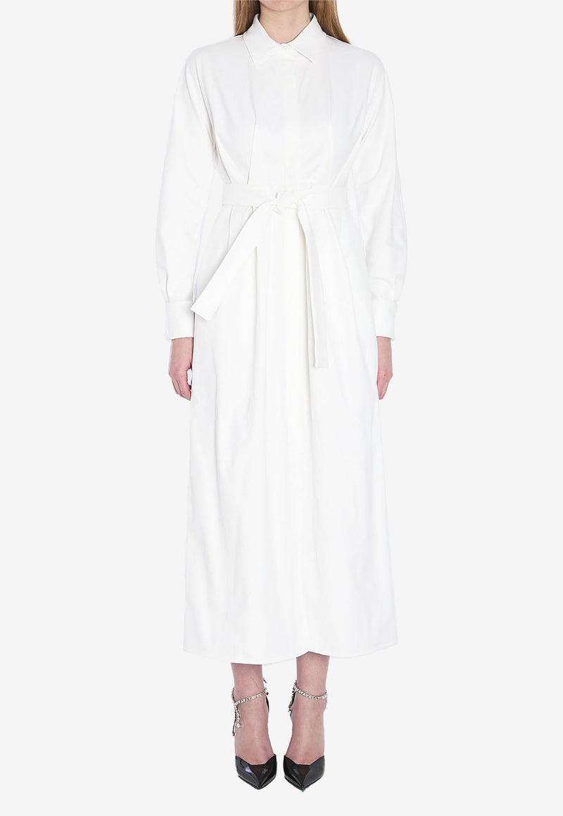 Max Mara Arezzo Long-Sleeved Midi Shirt Dress White 2511221463600-10342-001