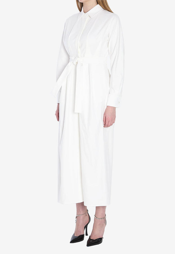 Max Mara Arezzo Long-Sleeved Midi Shirt Dress White 2511221463600-10342-001