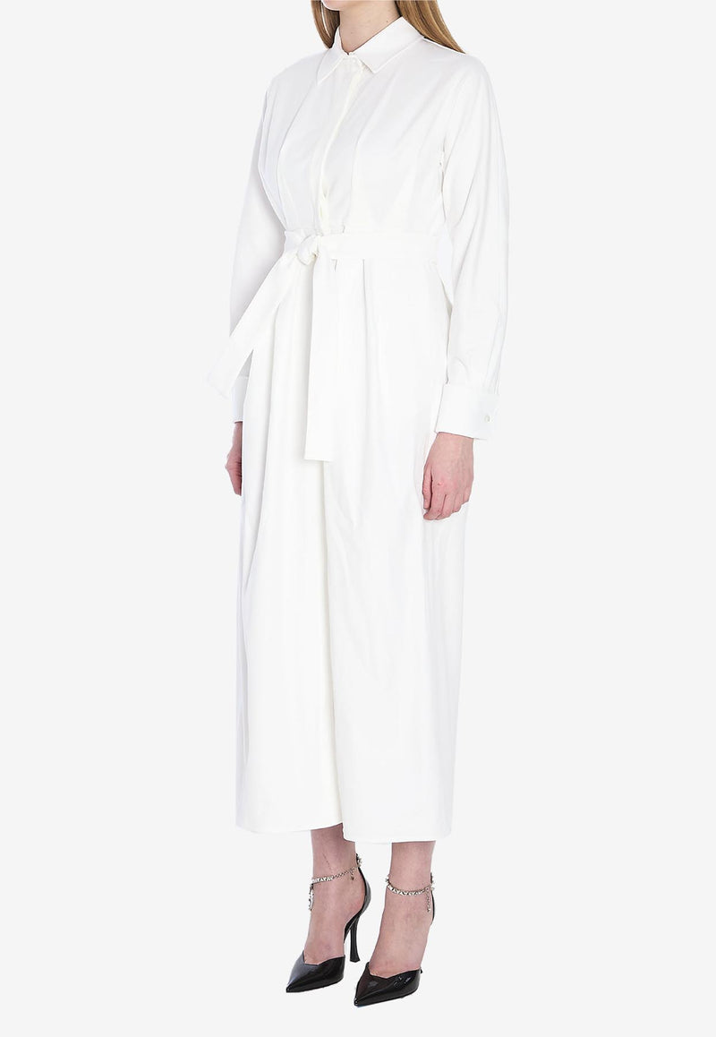 Max Mara Arezzo Long-Sleeved Midi Shirt Dress White 2511221463600-10342-001
