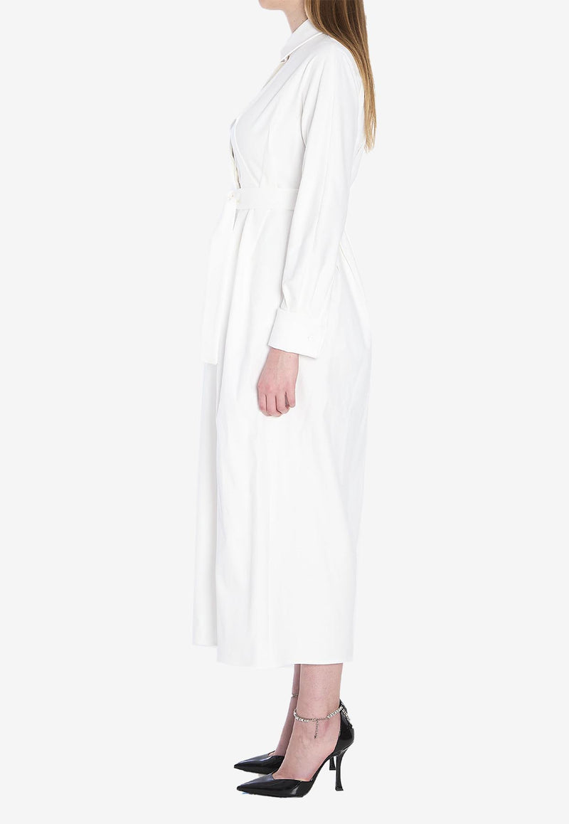 Max Mara Arezzo Long-Sleeved Midi Shirt Dress White 2511221463600-10342-001