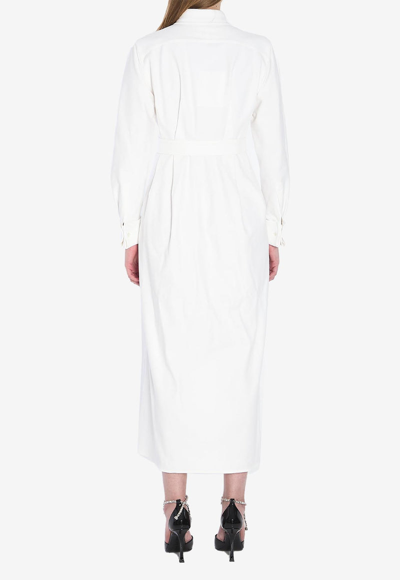 Max Mara Arezzo Long-Sleeved Midi Shirt Dress White 2511221463600-10342-001