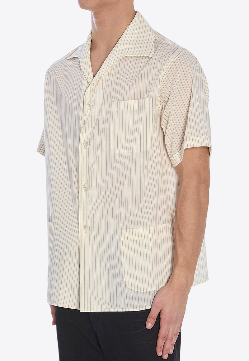 Maison Margiela Striped Short-Sleeved Shirt White S50DR0009-M35276-001F