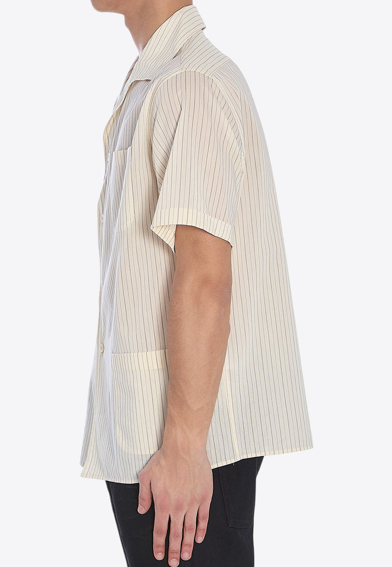 Maison Margiela Striped Short-Sleeved Shirt White S50DR0009-M35276-001F