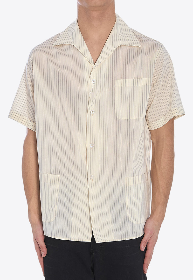 Maison Margiela Striped Short-Sleeved Shirt White S50DR0009-M35276-001F