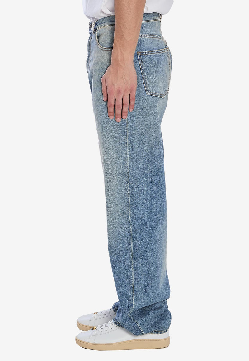 Valentino Chez Logo Straight-Leg Jeans Light Blue 6V0DE04-NAV4-558