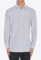 Borriello Napoli Striped Long-Sleeved Shirt Light Blue 140129--BIAZZ